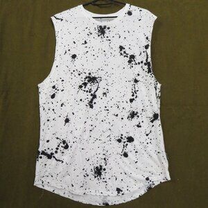 Brooklyn Cloth Mfg Co. Men's Tank Top Shirt Size XL White Black Splatter